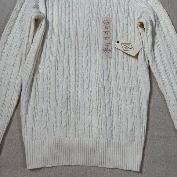 St John's Bay XL Off White Chunky Cable Knit Long Sleeve Crewneck Sweater XL NWT - Picture 4 of 13